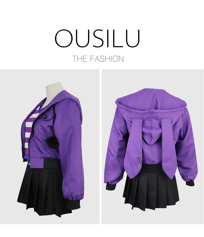 Veylora Fate/Apocrypha Astolfo Cosplay Costume Women Men Daily Purple Black Sports Wear Halloween Role Play Lovely Wig Coat Skirt Suit