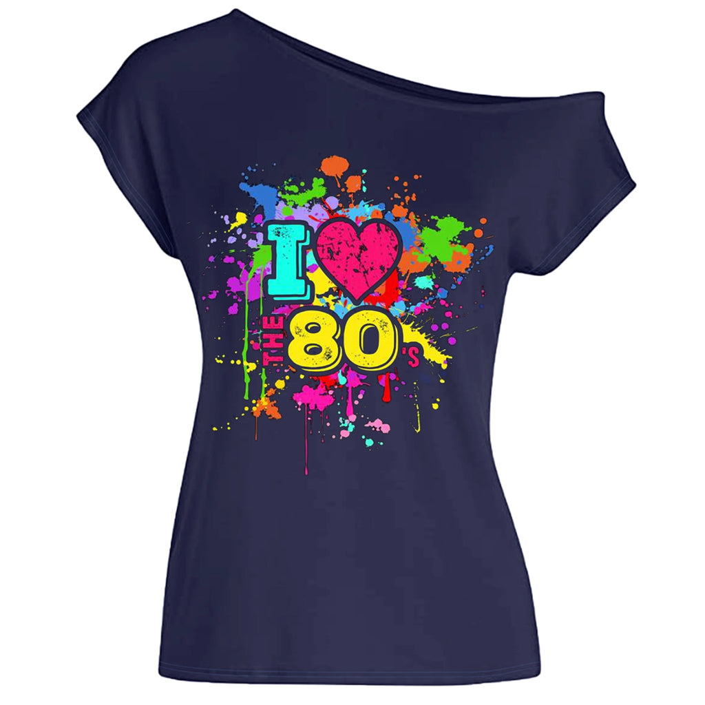 Veylora 80s Costume Outfit for Woman Love off the Shoulder T Shirts Novelty Top Clothes for Costume