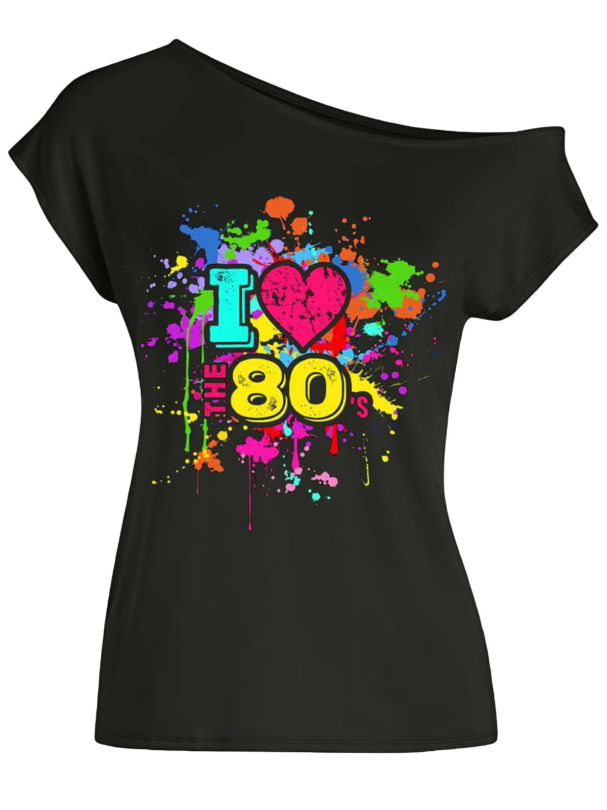 Veylora 80s Costume Outfit for Woman Love off the Shoulder T Shirts Novelty Top Clothes for Costume