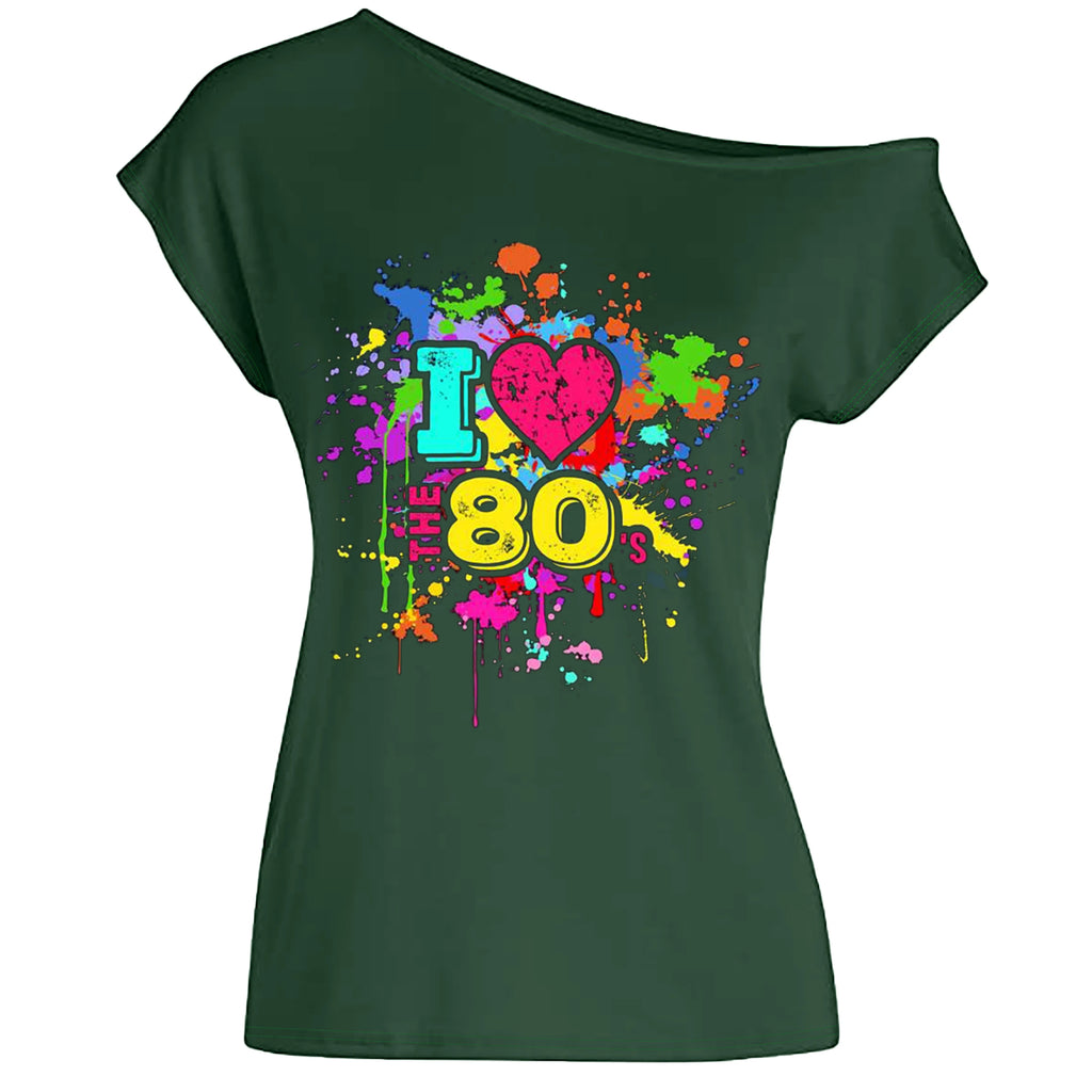 Veylora 80s Costume Outfit for Woman Love off the Shoulder T Shirts Novelty Top Clothes for Costume