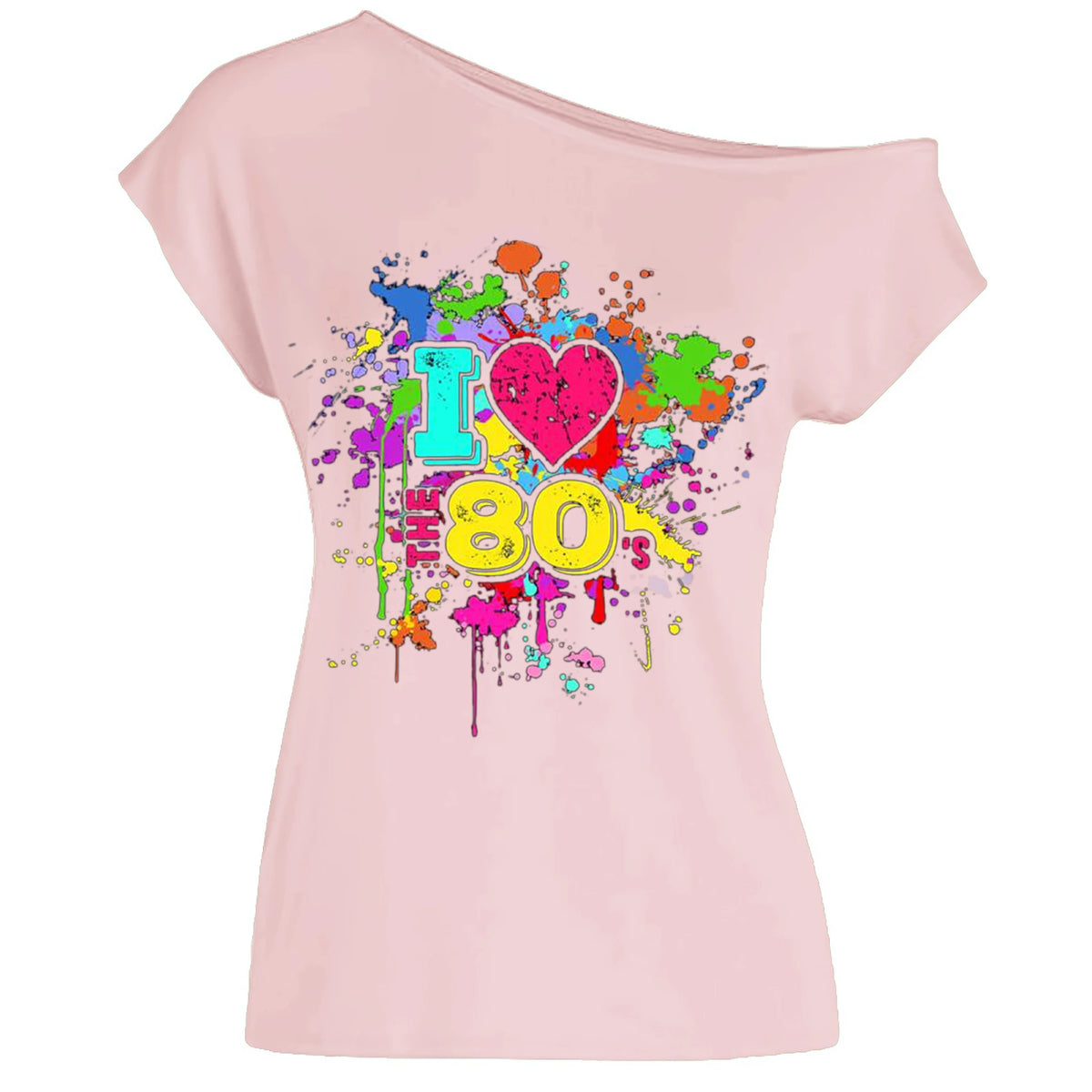 Veylora 80s Costume Outfit for Woman Love off the Shoulder T Shirts Novelty Top Clothes for Costume