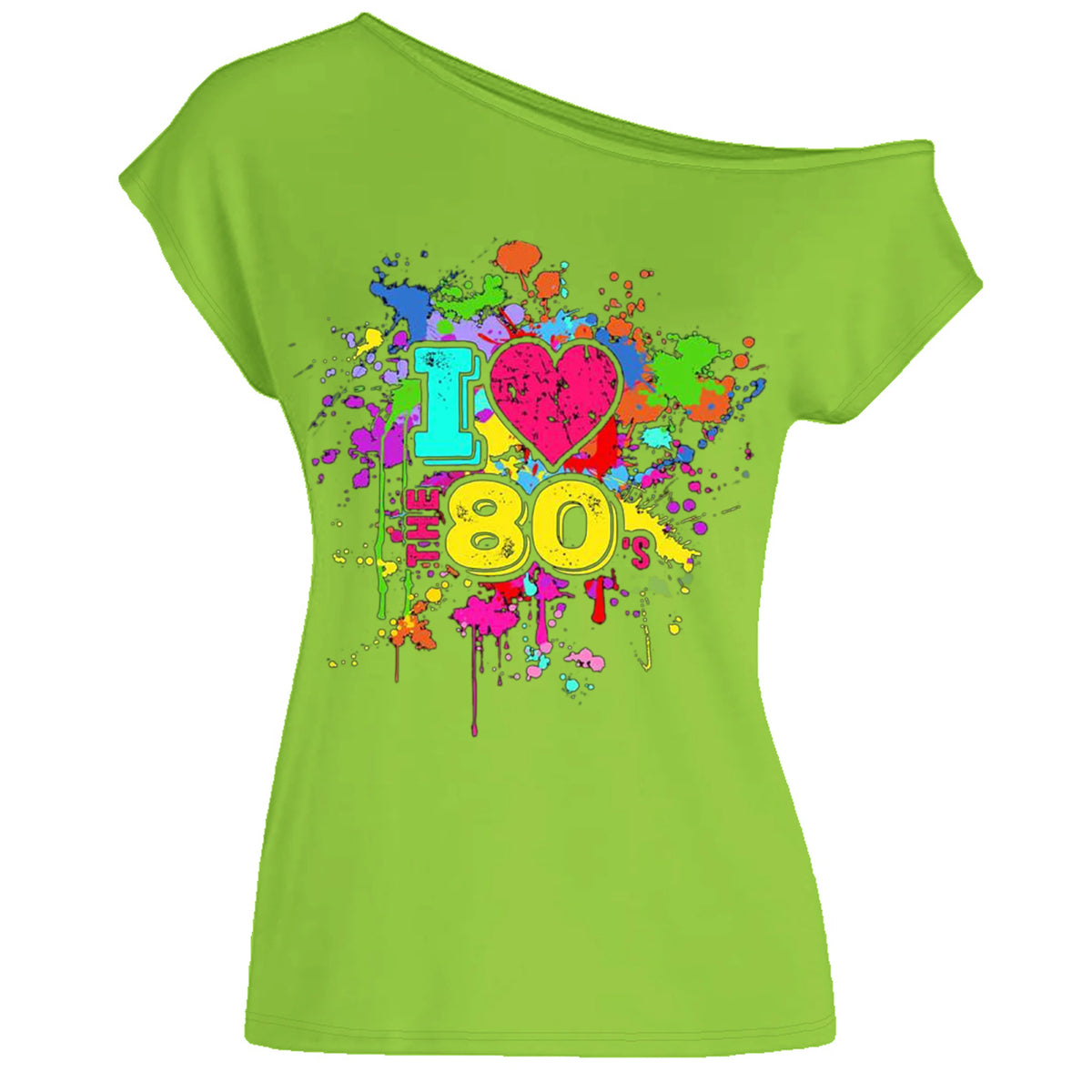 Veylora 80s Costume Outfit for Woman Love off the Shoulder T Shirts Novelty Top Clothes for Costume