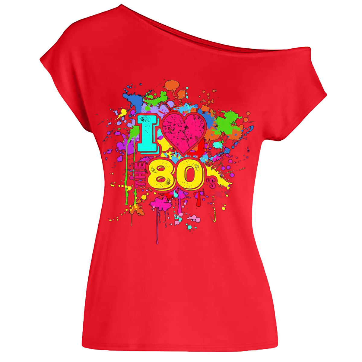 Veylora 80s Costume Outfit for Woman Love off the Shoulder T Shirts Novelty Top Clothes for Costume