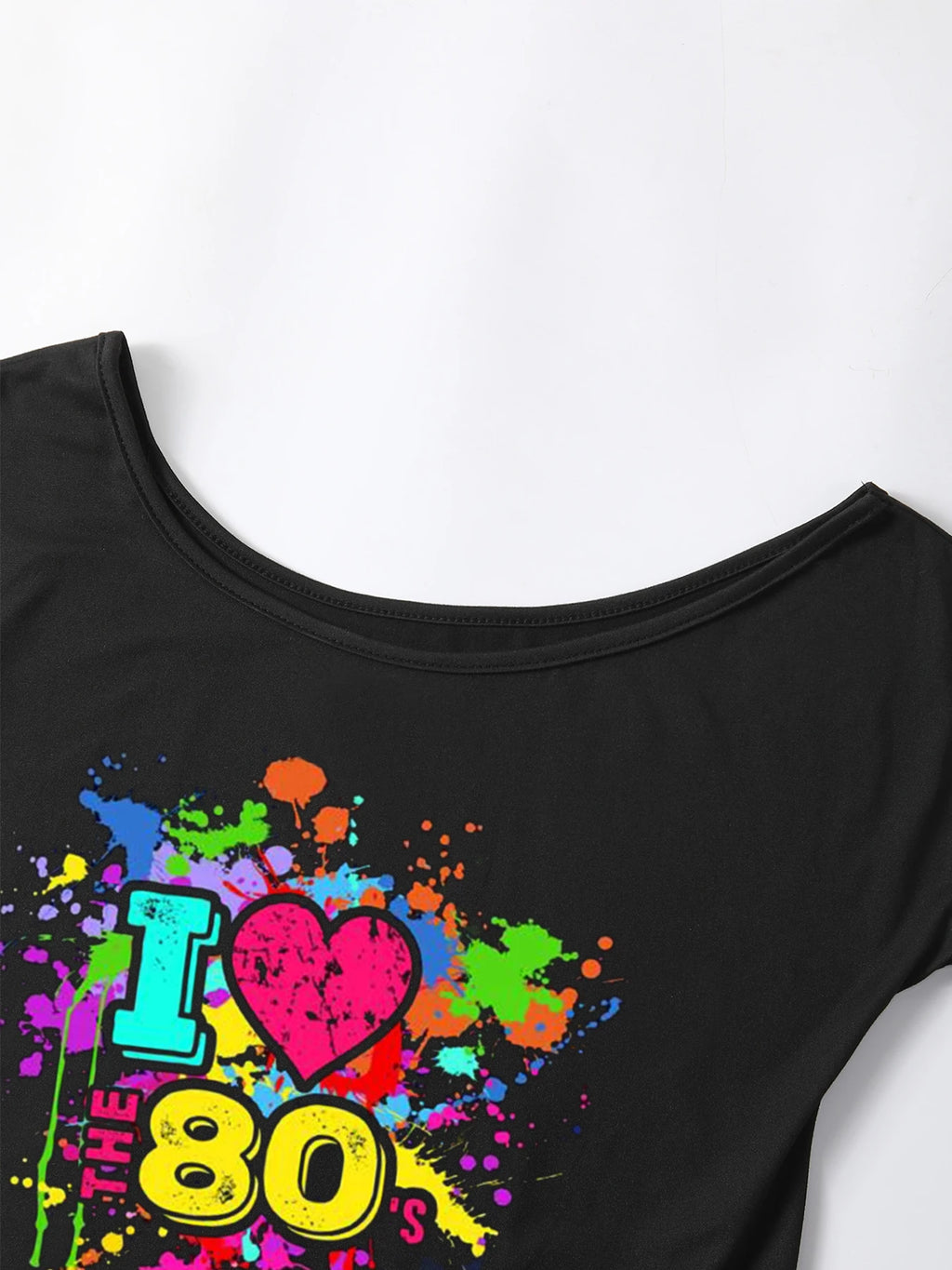 Veylora 80s Costume Outfit for Woman Love off the Shoulder T Shirts Novelty Top Clothes for Costume