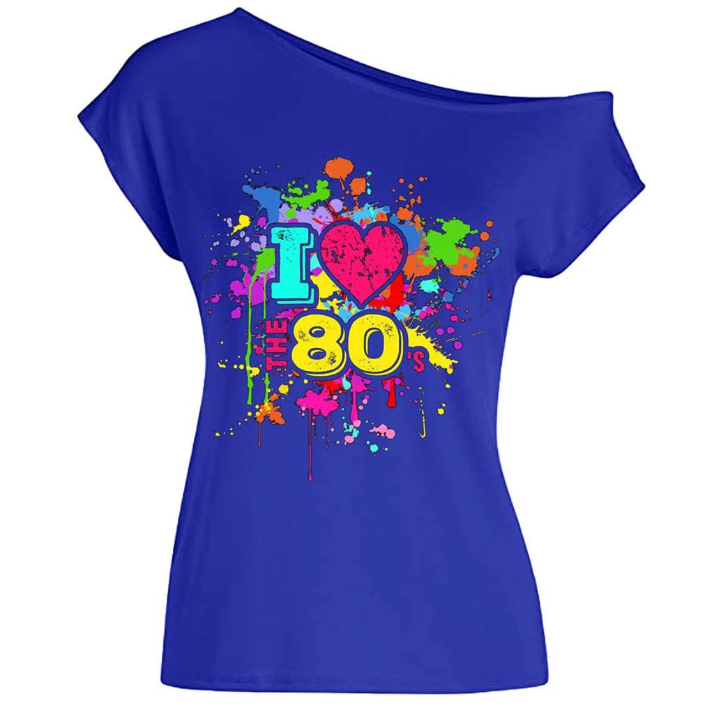 Veylora 80s Costume Outfit for Woman Love off the Shoulder T Shirts Novelty Top Clothes for Costume