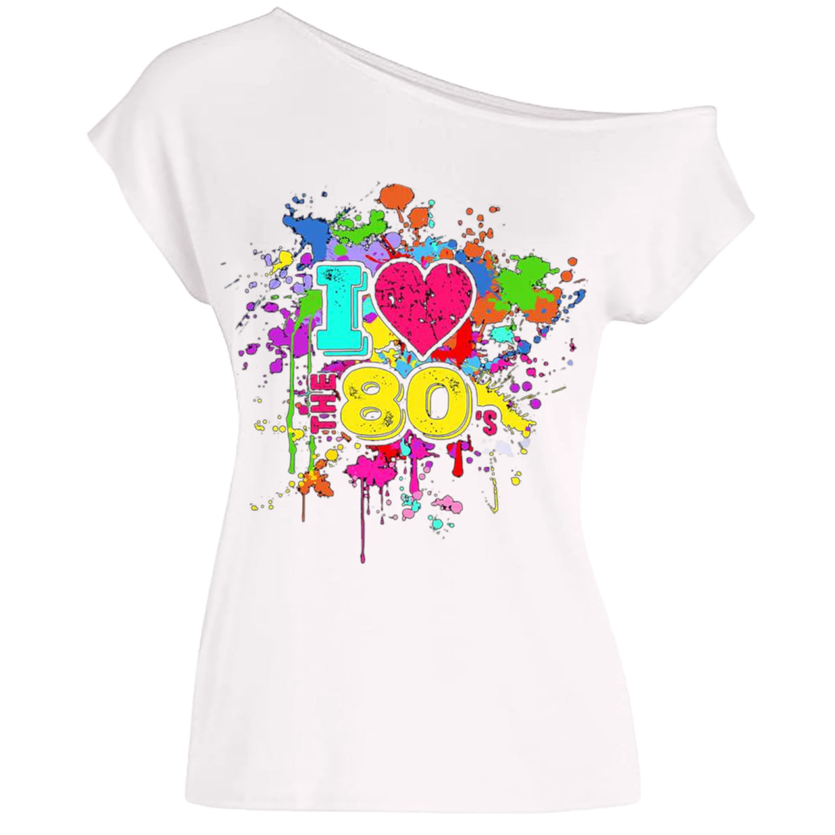 Veylora 80s Costume Outfit for Woman Love off the Shoulder T Shirts Novelty Top Clothes for Costume
