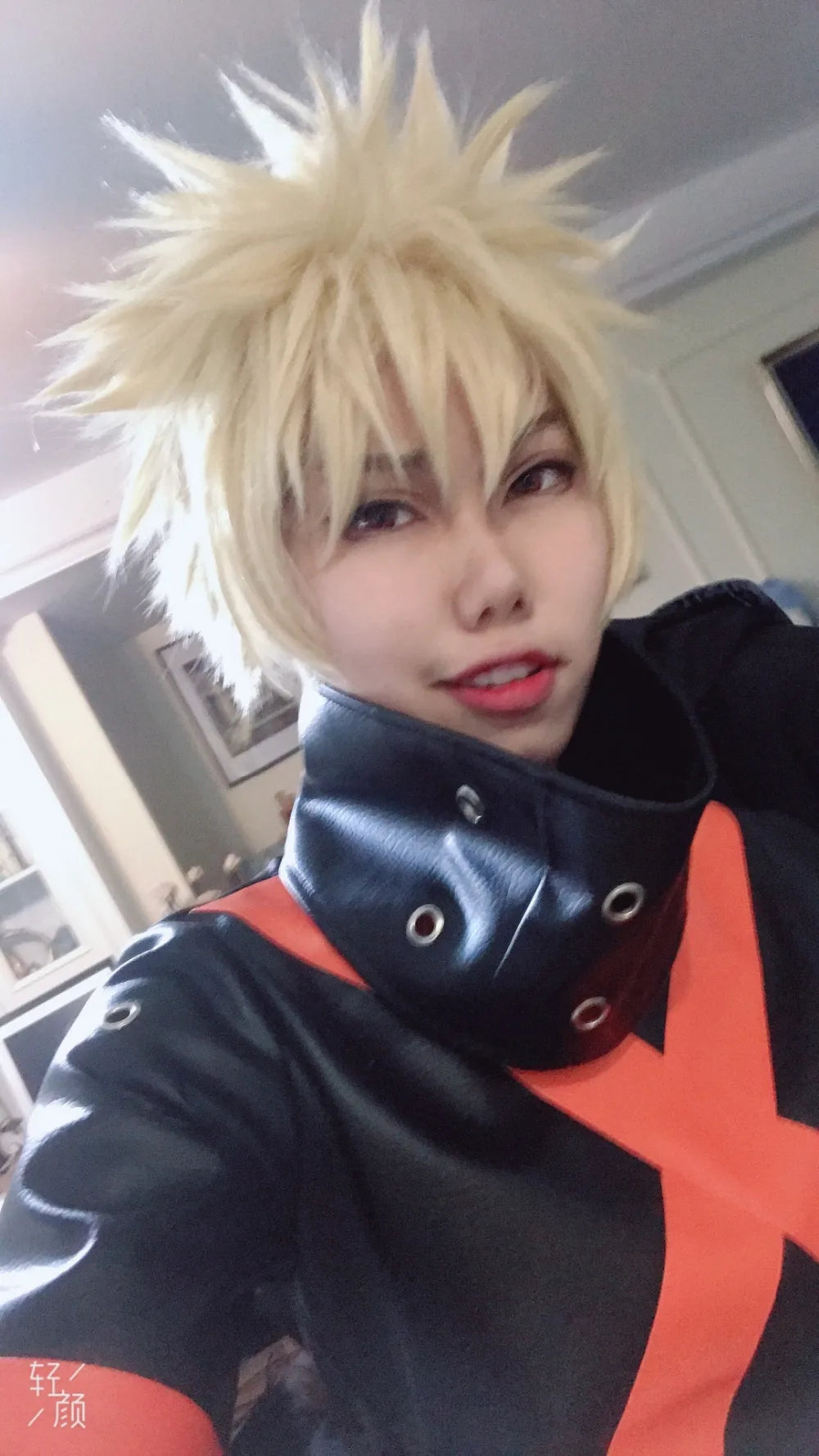 Veylora Costume Katsuki Bakugou Cosplay Outfit Halloween Carnival Cosplay top+scarf+hand covers