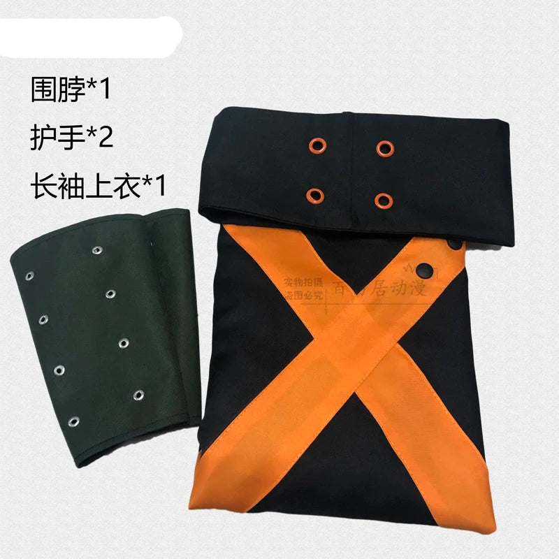 Veylora Costume Katsuki Bakugou Cosplay Outfit Halloween Carnival Cosplay top+scarf+hand covers