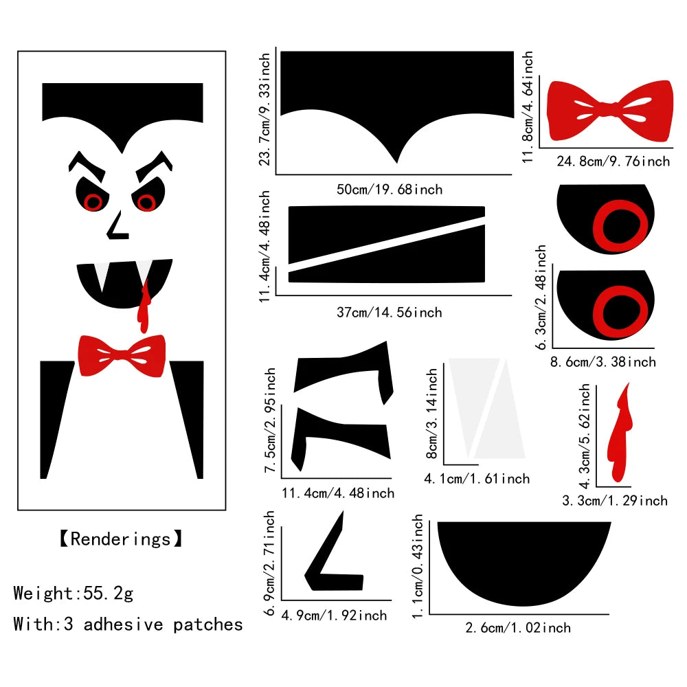 Veylora Halloween Decorations Room Door Stickers Window Decor Skeleton Hand Pumpkin DIY Window Stickers Ghost Devil Witch Hat Decor