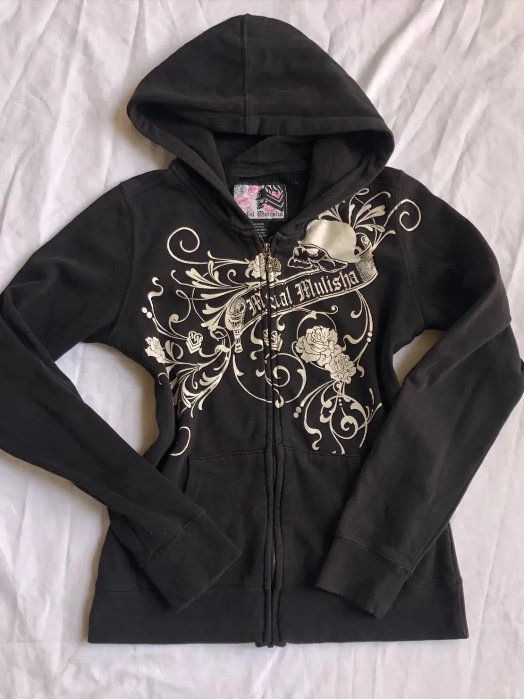 Veylora Hoodies Women 2000s Clothes Y2k Vintage Harajuku Flower Graphic Zip-up Hooded Punk Hot Girl High Street Hoodie Casual Sweatshirt