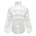 Veylora Men Steampunk Shirt Vintage Prince Medieval Renaissance Blouse Male White Black Turtleneck Tops Victorian Cosplay Costumes