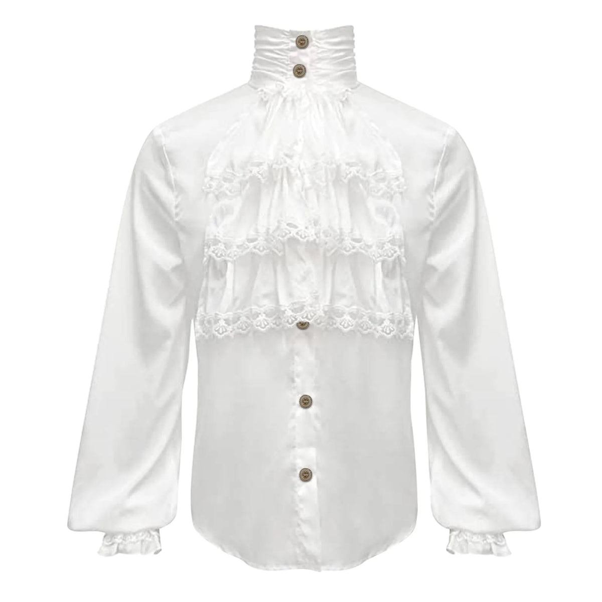 Veylora Men Steampunk Shirt Vintage Prince Medieval Renaissance Blouse Male White Black Turtleneck Tops Victorian Cosplay Costumes