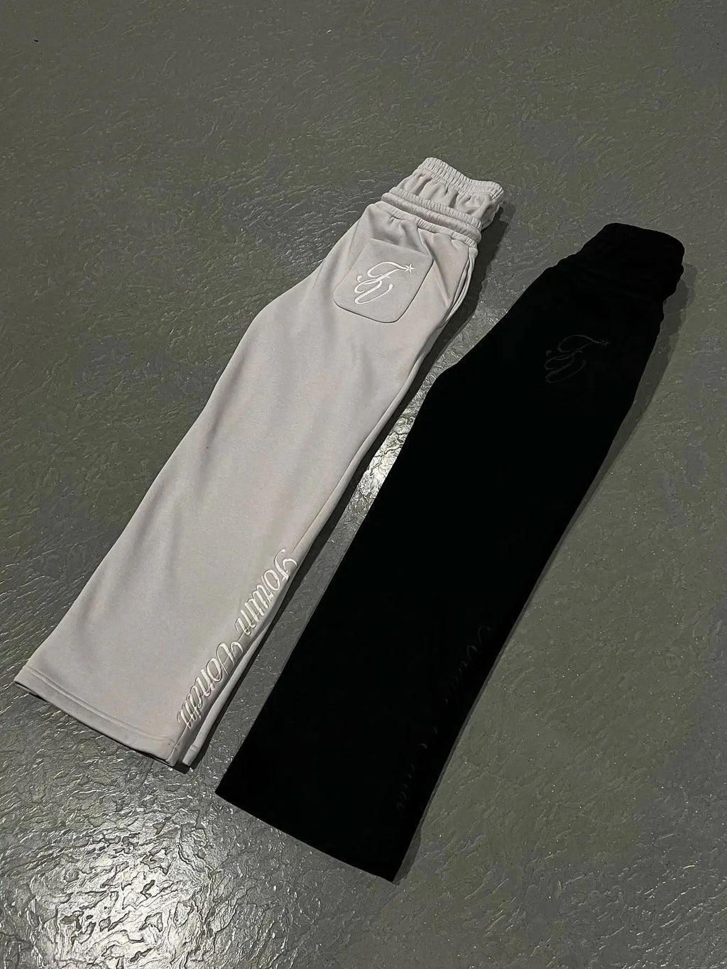 Veylora Harajuku Loose Double Waisted Sweatpants Y2K American Solid Color Letter Embroidery Casual Pants Hip Hop Drawstring Waist Jogger