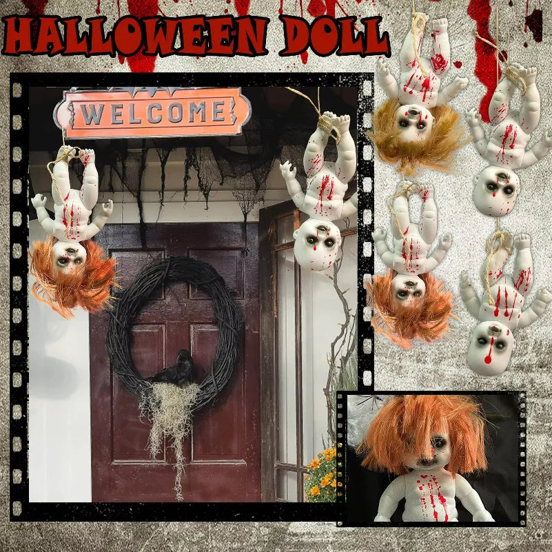 Veylora Halloween Hanging Ghost Dolls Spooky Tricky Toys Ornament Horror Atmosphere Bar Courtyard Prop Happy Halloween Day Party Decor
