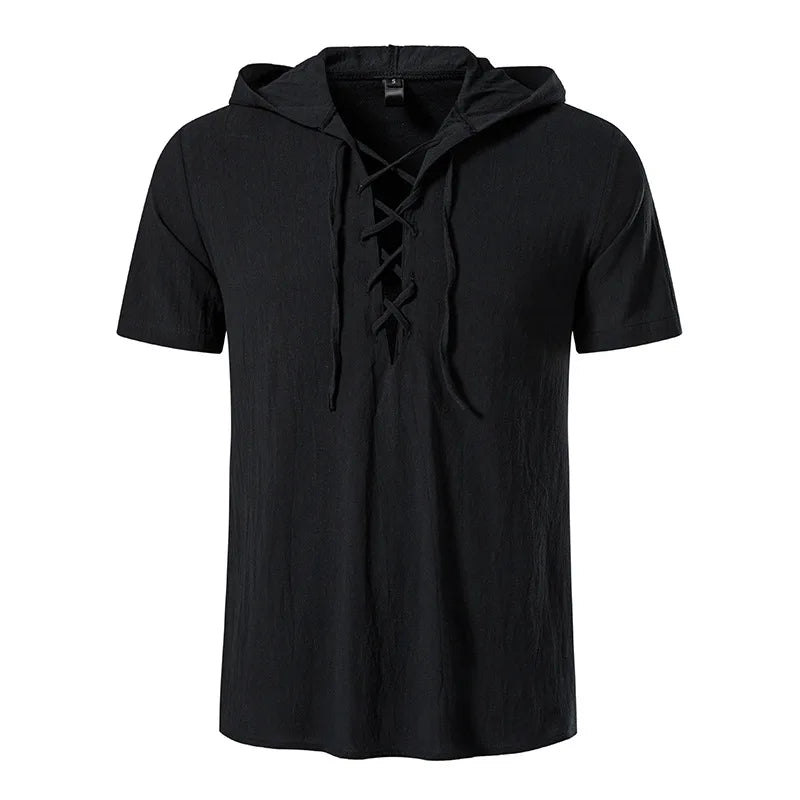 Veylora Mens Pirate Shirt Summer Men Retro Renaissance Medieval Gothic Victorian Halloween Costume Casual Linen Lace Up Hippie Shirts