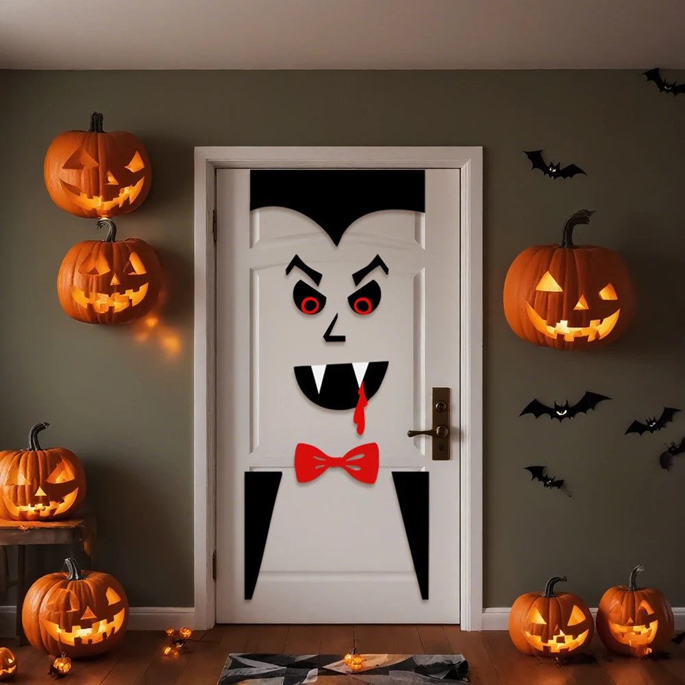 Veylora Halloween Decorations Room Door Stickers Window Decor Skeleton Hand Pumpkin DIY Window Stickers Ghost Devil Witch Hat Decor