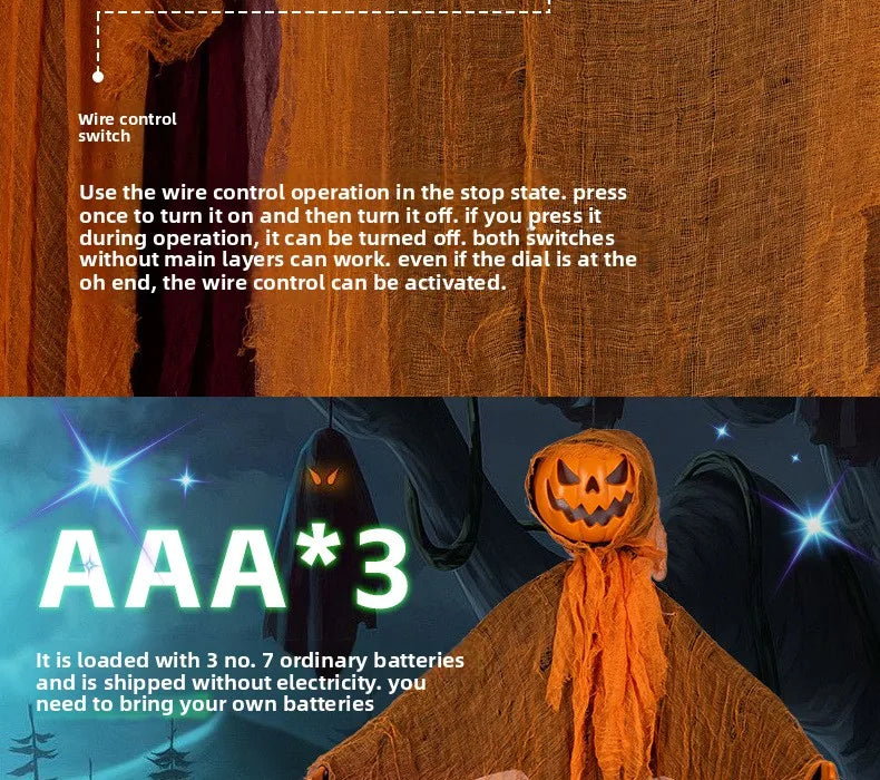 Veylora Halloween Decoration Luminous Demon Pumpkin Scarecrow Hanging Ornaments Turned Head Pumpkin Halloween Horror Home Decor Yard