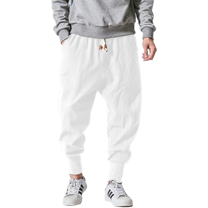 FGKKS Men Pants Brand New Chinese Style Wide Leg Jeans Cotton Sweatpants Quality Comfortable Man Sportswear Male Trousers