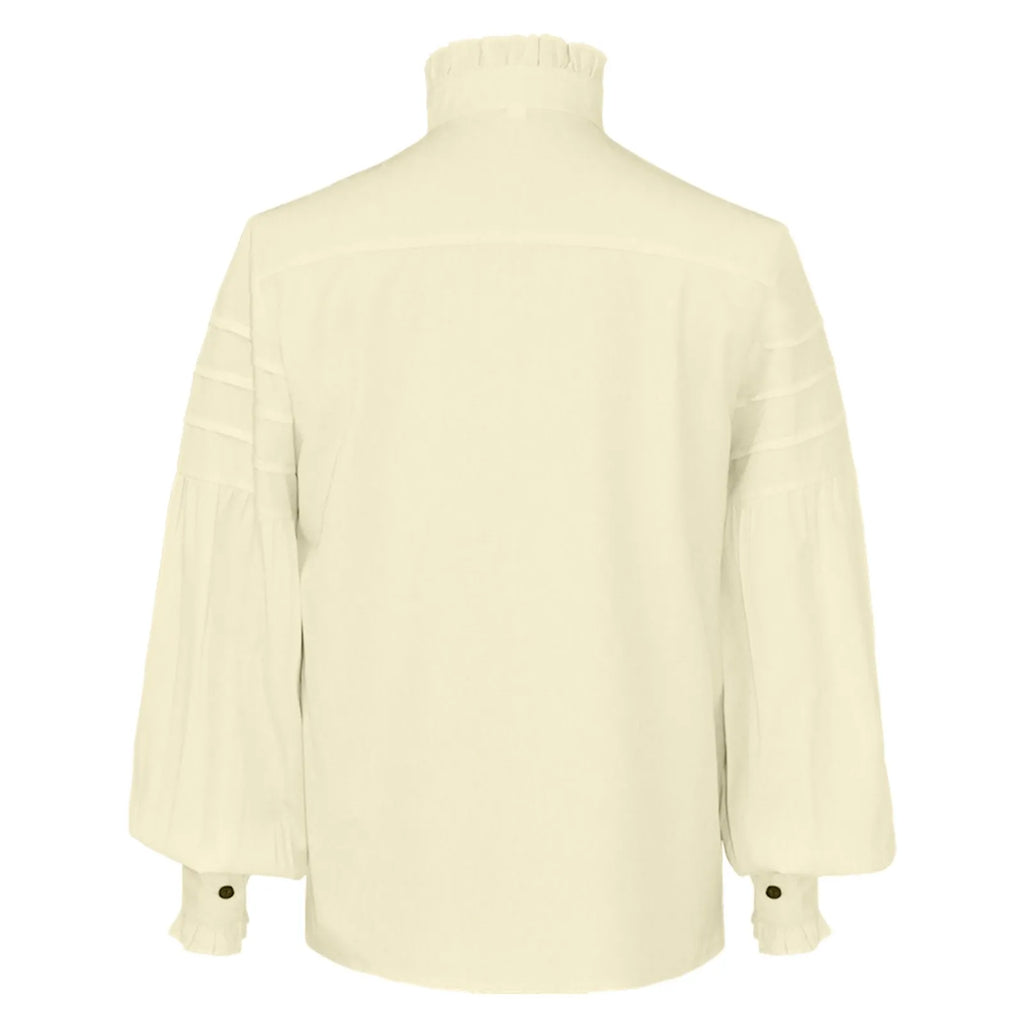 Veylora Men's Medieval Ruffle Shirts Gothic Vintage Court Style Turtleneck Long Sleeve Shirts Vampire Pirate Cosplay Victorian Shirt