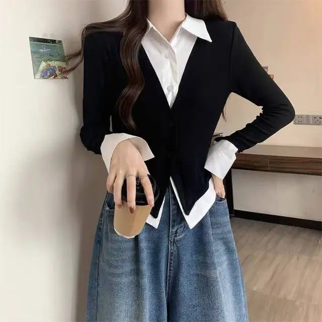 Veylora Striped Shirts & Blouses For Women Basic Modern Long Youthful Clothes Cute And Elegant New 2025 Aesthetic Plus Size Woman Top