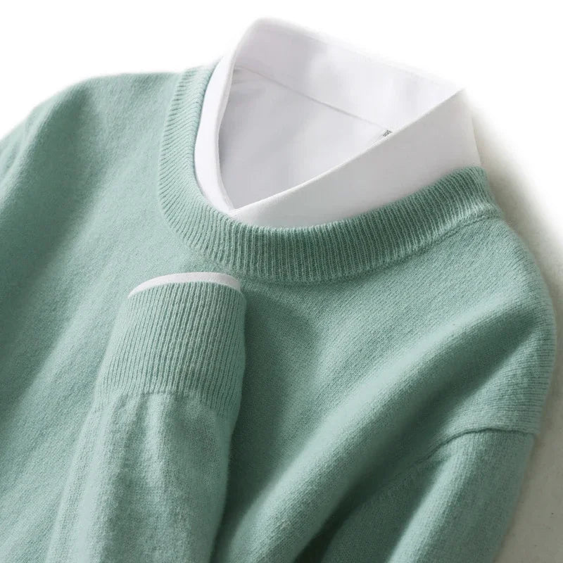 Veylora Autumn Winter Men Cashmere Sweater O-neck Soft Warm Pullovers Male Loose Knitted Shirt  men's winter blouse