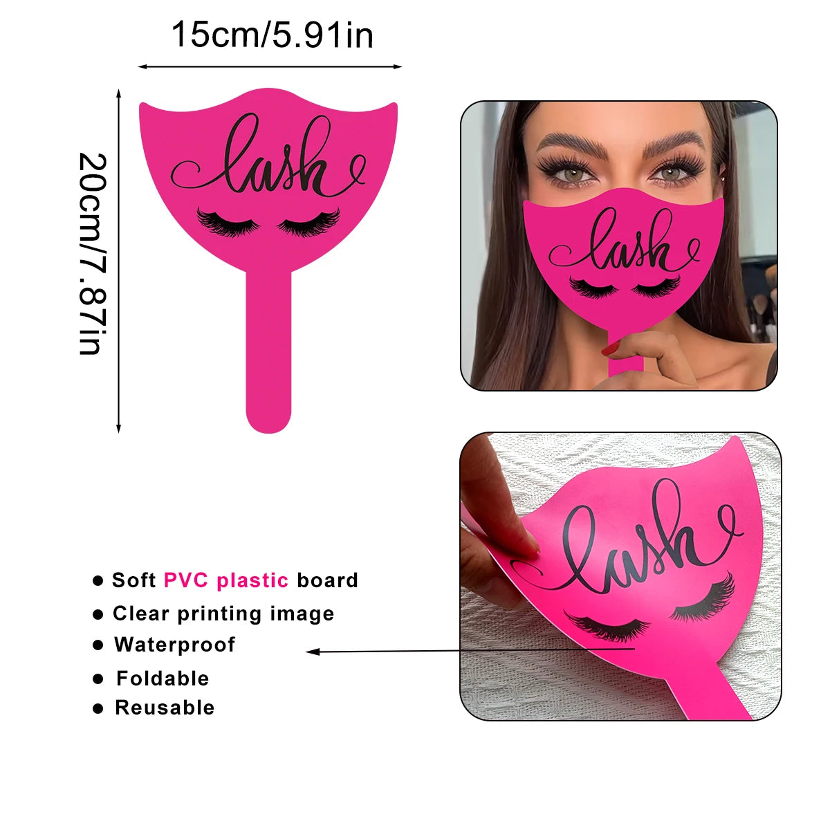 Veylora 2Pcs Eyelash Technician Photo Prop Soft PVC Handheld Lash  Beauty Cards for Social Media Lash Salon Lash Extension DisplayTools