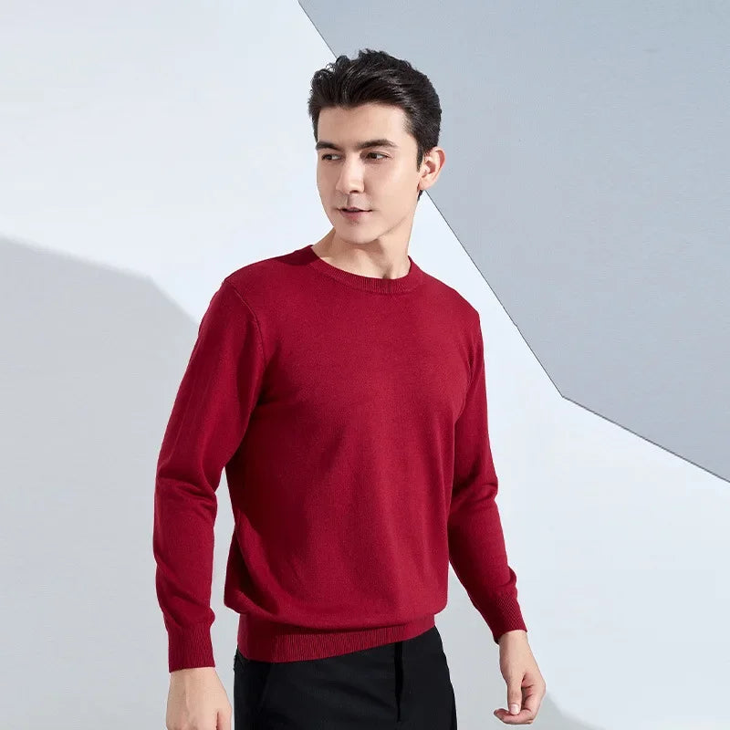 Autumn Winter Men Cashmere Sweater O-neck Soft Warm Pullovers Male Loose Knitted Shirt Korean men's winter blouse