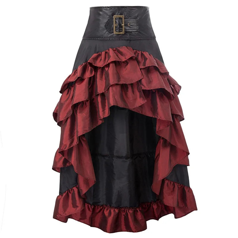 Veylora Pirate Buccaneer Costume Tops Shirt Skirt Bustle Skirt Victorian Halloween Women Punk Renaissance Burlesque High Low Steampunk
