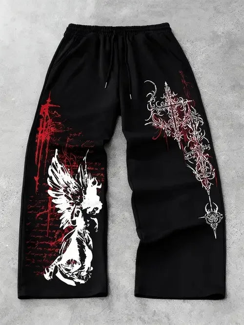 Veylora Sweatpants High Street Hip Hop Casual Pants Men Harajuku Y2K Oversized Sport Winter Fall Super Handsome Men's Straight Leg Pants