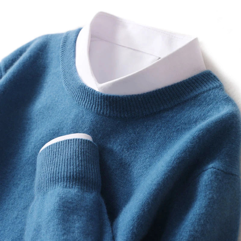 Veylora Autumn Winter Men Cashmere Sweater O-neck Soft Warm Pullovers Male Loose Knitted Shirt  men's winter blouse
