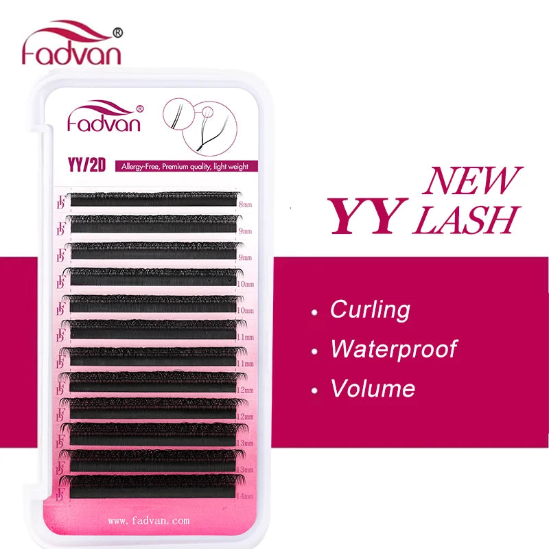Veylora YY Shape 6-15mm Lashes 2D 0.07/0.05mm Faux Mink C/D Curl Natural Soft Brazilian Premade Volume Fan Eyelashes Extension