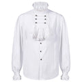 Veylora 2026 Men's Gothic White Shirts And Blouses Tops Retro Victorian Medieval Lace Ruffles Stand Collar Puff Sleeve Shirt Clothing