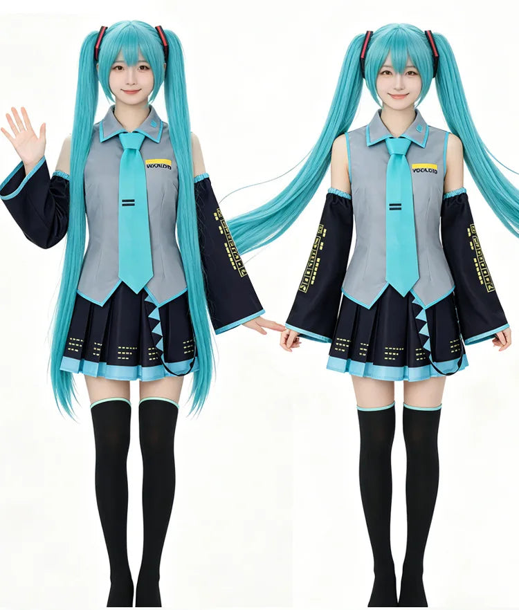 Veylora Anime Character Performance Clothes MIKU Anime Clothes Cosplay Clothes JK Skirt Same Suit Wig Accessories Halloween Costume