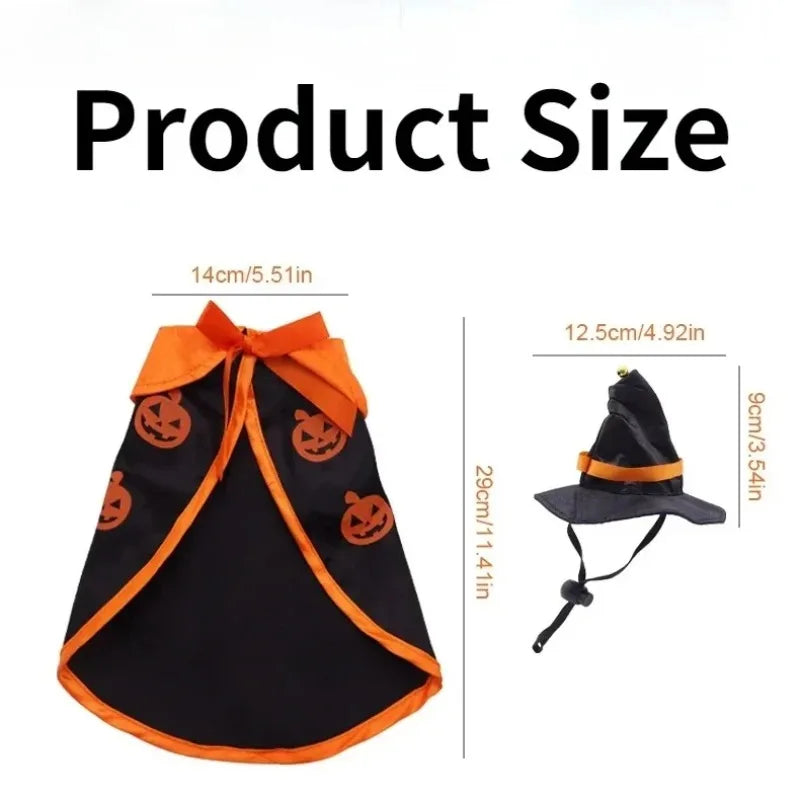 Veylora Halloween Pet Costume for Cats Breathable Soft Cute Pet Clothes Cloak Shape Pumpkin Pattern Harness Costume Cat Dog Cosplay Tool