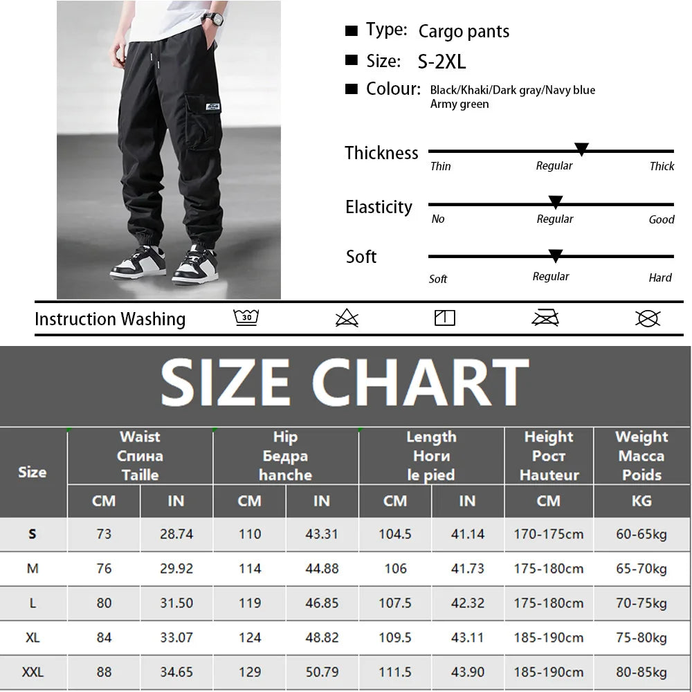 Veylora Men's Spring Autumn Street Work Pants Multi Pocket Casual Training Pants Jogging and Hiking Casual Trousers Men's Cargo Pants