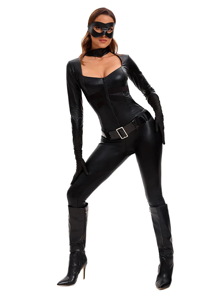 Veylora 2025 New Sexy Cat Cosplay Costume Women's Black Halloween Set Holiday Stage Night Cat Women's Cat Girl Man Role Playing Clothing