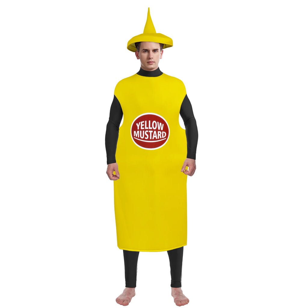 Veylora Festival Costumes Red Tomato Delicious Ketchup Costume Adult Boy Girl Funny Disguise Suit Yellow Halloween Cosplay Party Clothes