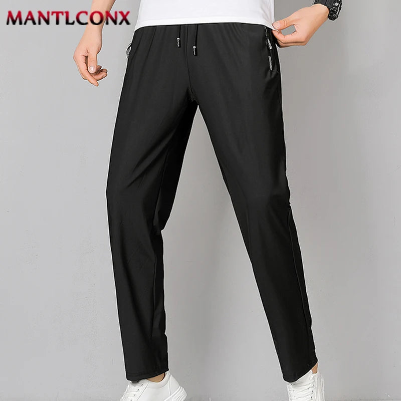Veylora Breathable Men's Casual Pants Quick Dry Straight Elastic Waist Jogger Sweatpants Korean Classic Sport Trousers Plus Size 4XL 5XL