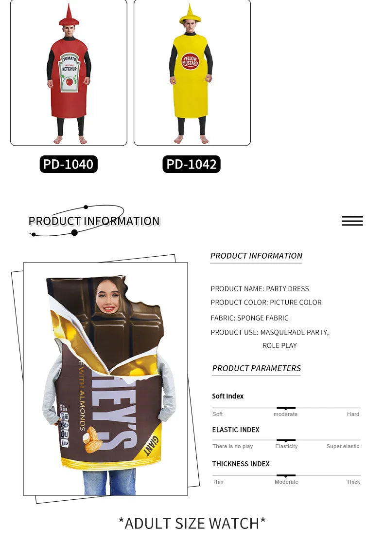 Veylora Festival Costumes Red Tomato Delicious Ketchup Costume Adult Boy Girl Funny Disguise Suit Yellow Halloween Cosplay Party Clothes