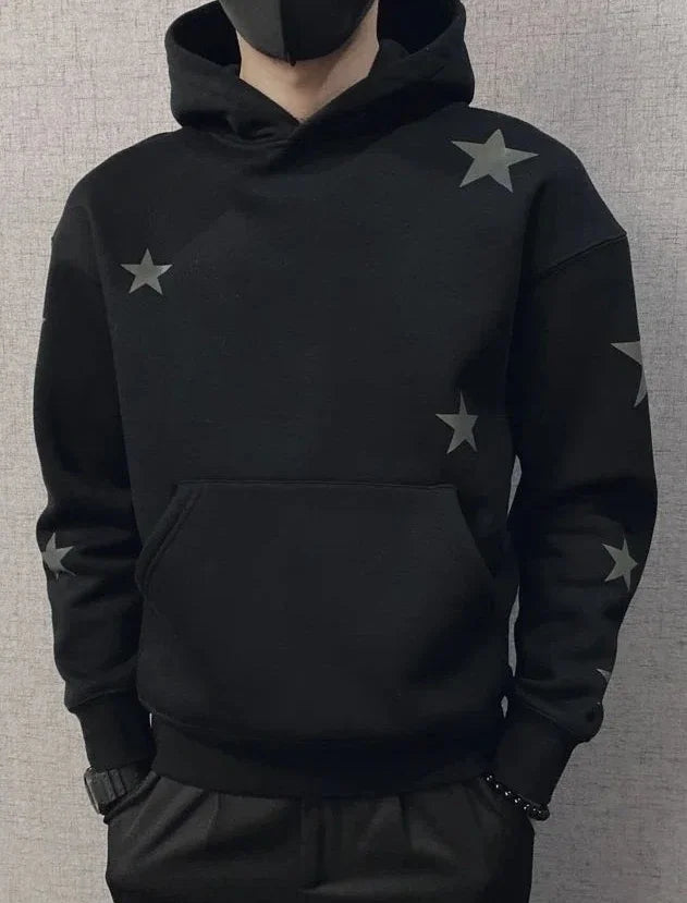 Veylora Hoodies Graphic Sweatshirt for Men Black Hip Hop Male Clothes Loose Luxury Aesthetic Emo 90s Vintage Simple Winter S Warm Hooded