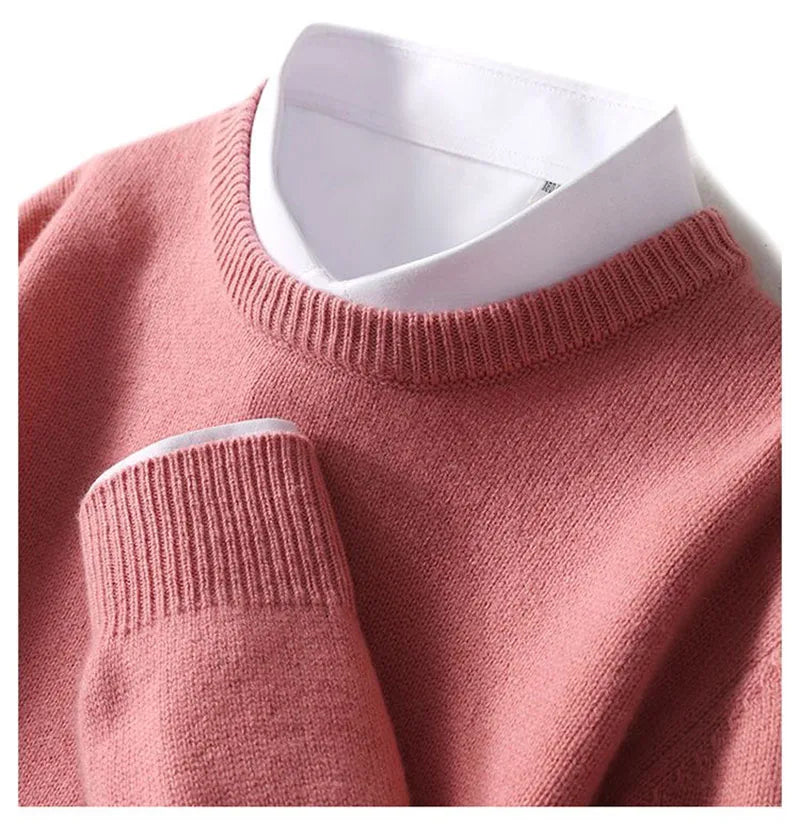 Veylora Autumn Winter Men Cashmere Sweater O-neck Soft Warm Pullovers Male Loose Knitted Shirt  men's winter blouse