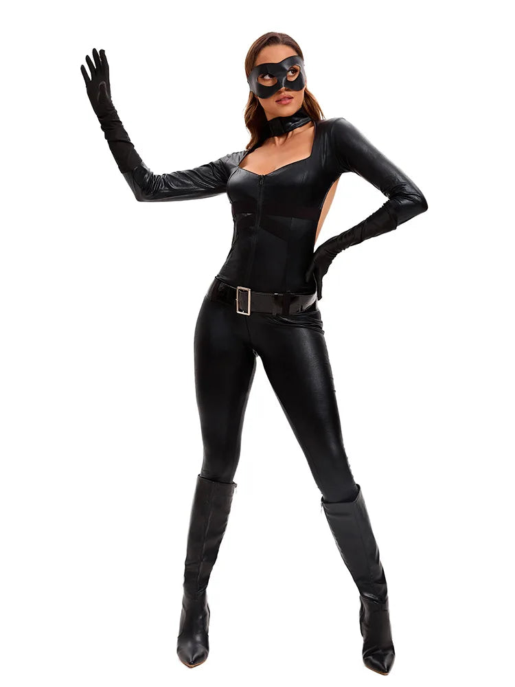 Veylora 2025 New Sexy Cat Cosplay Costume Women's Black Halloween Set Holiday Stage Night Cat Women's Cat Girl Man Role Playing Clothing