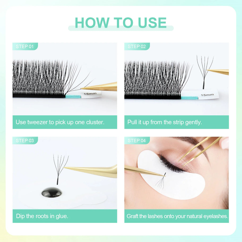 Veylora :NAGARAKU Automatic Flowering W Shape  Bloom 3D 4D 5D 6D Premade Fans Eyelash Extensions Natural Soft Light Full Dense
