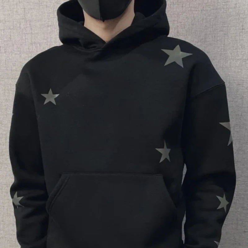 Veylora Hoodies Graphic Sweatshirt for Men Black Hip Hop Male Clothes Loose Luxury Aesthetic Emo 90s Vintage Simple Winter S Warm Hooded
