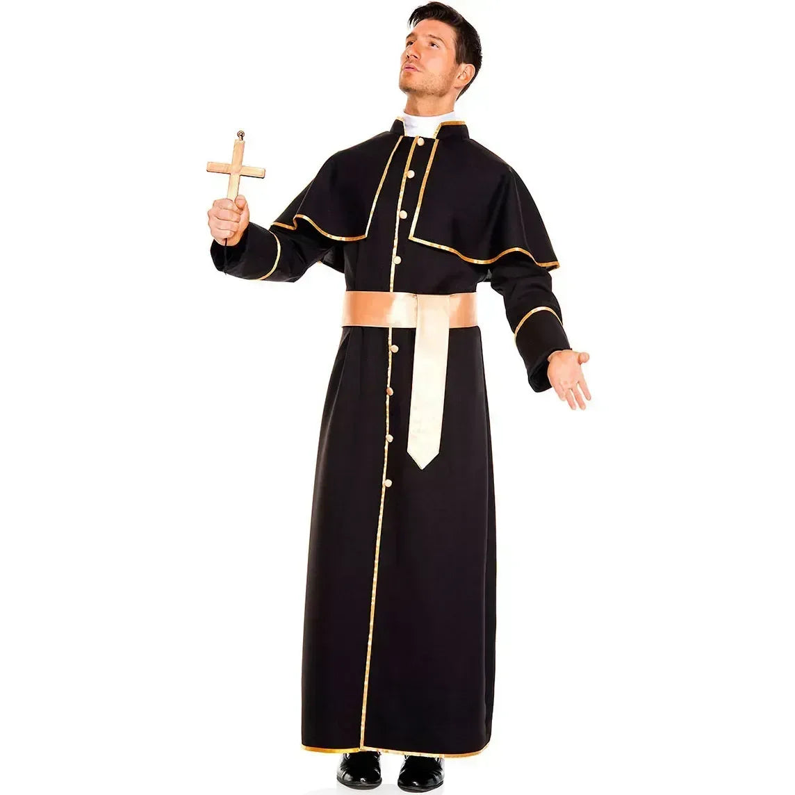 Veylora Halloween Costumes Religious Pastor Father Priest Pope Costume Medieval Nun Cosplay Carnival Party Fancy Dress Up for Men Women
