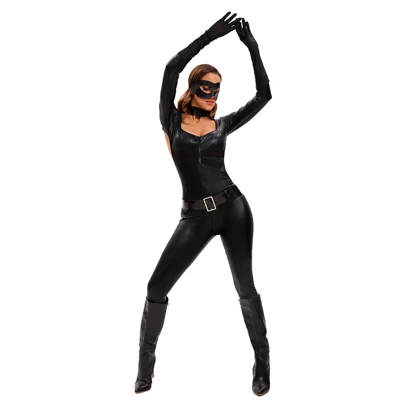 Veylora 2025 New Sexy Cat Cosplay Costume Women's Black Halloween Set Holiday Stage Night Cat Women's Cat Girl Man Role Playing Clothing