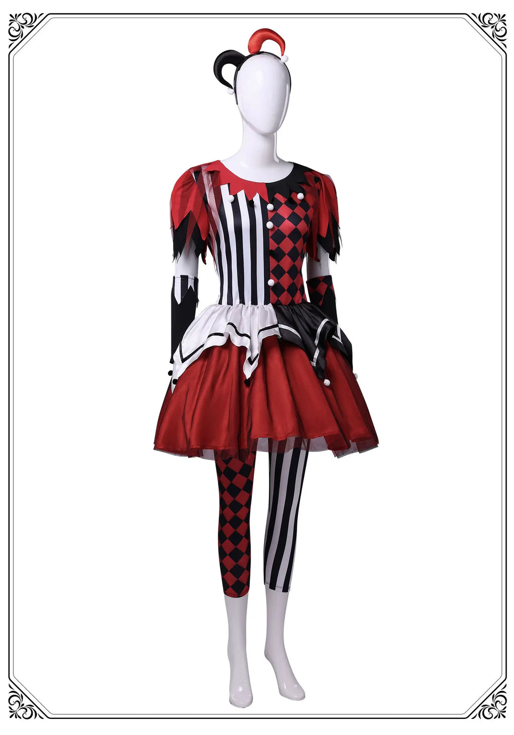 Veylora Women Clown Costume Circus Performance Outfit Role Play Uniform Carnival Party Fancy Outfit Scary Halloween Costume
