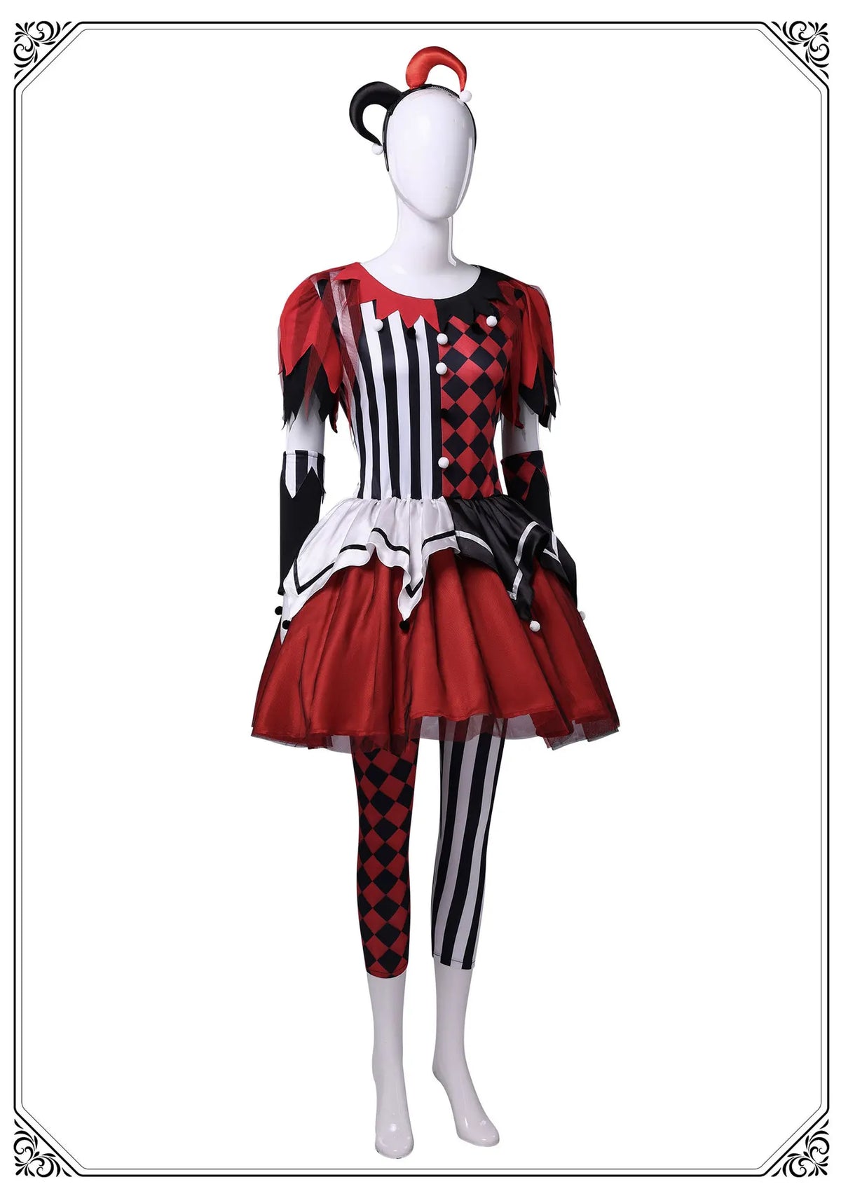 Veylora Women Clown Costume Circus Performance Outfit Role Play Uniform Carnival Party Fancy Outfit Scary Halloween Costume