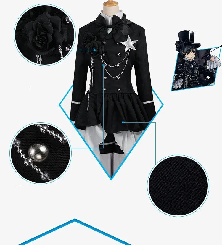 Veylora Cosplay Anime Black Butler Cosplay Ciel Phantomhive Cosplay Cotume Kuroshitsuji Costume Halloween Women Fancy Party Outfit 2025