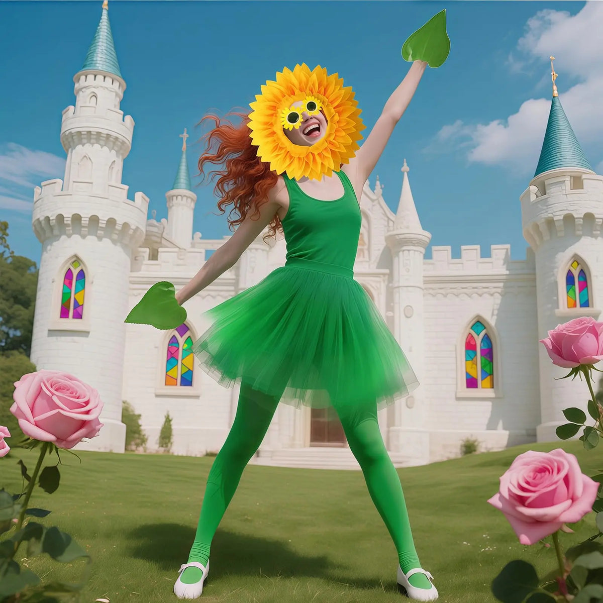 Veylora Sunflower Costume Sunshine Daisy Flower Outfit Sun Flower Headpiece Glasses Tutu Skirt Gloves Socks Plant Costume